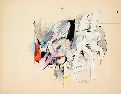 Pierre van Soest (1930–2001), Dutch painter, untitled informal composition, mixed media on 