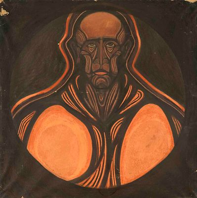 Fritz Uphoff (1890–1966), Worpswede painter, “Caesar’s Head,” design for a stained-glass window 