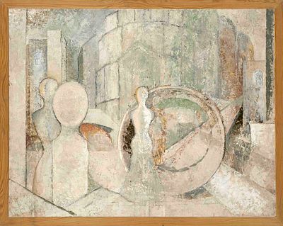 Fabio Gregorat (1929–2003), “Omaggio a Ravenna,” mixed media on panel, signed on the reverse 