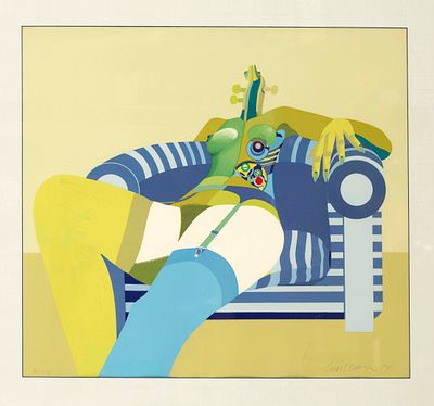 Karl-Heinz Haselwanger, German artist, active in the 1970s, female nude with technical elements 