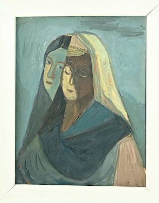 Ulrich Knispel (1911–1978), German painter and graphic artist, Encounter, late 1940s, oil on 