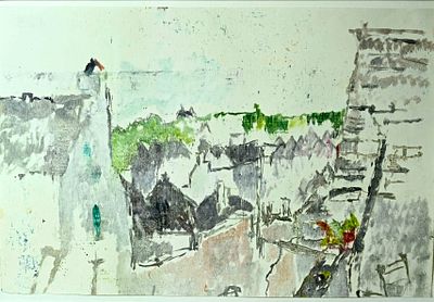 Otto Niemeyer-Holstein (1896–1984), German painter, Street in Alberobello, 1958, mixed media on 