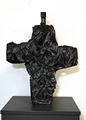 G&uuml;nther Uecker (1931–2025), Nail Cross (dark), black-patinated bronze, signed and dated (20)12 