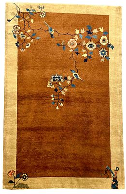 Rug, China, slight signs of wear, cleaned, edges slightly worn, 127 cm x 194 cm