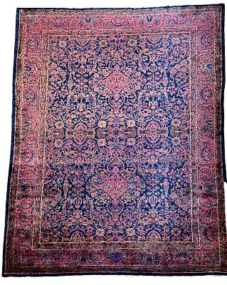 Carpet, Keshan, good condition, cleaned, short fringes, signed, 295 cm x 389 cm