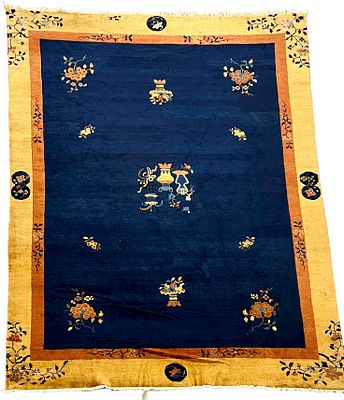 Rug, China, minimal signs of wear, one spot in the main field repaired, fringes somewhat short 