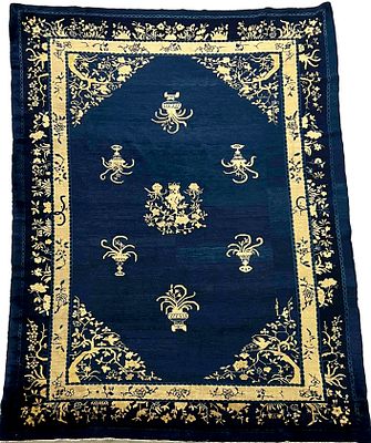 Rug, China, slight signs of wear, cleaned, edges slightly damaged, short fringes, old moth 