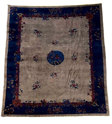 Rug, China, slight signs of wear, one spot on the outer border with a stain, cleaned, short 