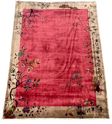 Rug, China, slight signs of wear, cleaned, border with minimal old moth damage and small spots 