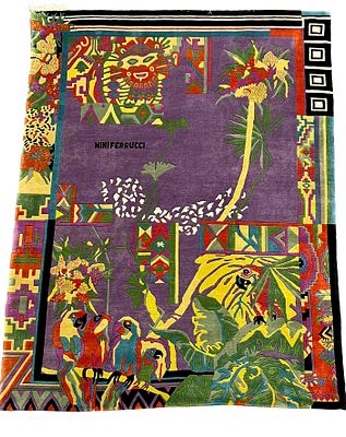 Designer rug, Nini Ferrucci, very good condition, cleaned, 253 x 350 cm
