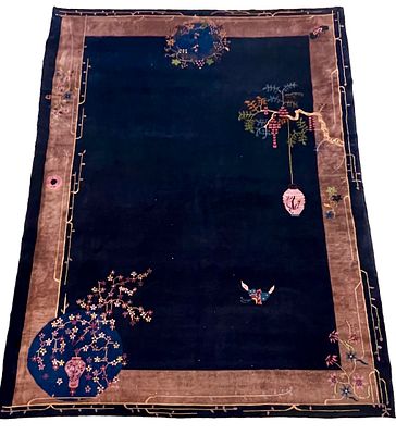 Rug, China, slight signs of wear, cleaned, short fringes, slightly worn in places along the 