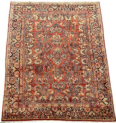 Rug, Sarouk (US reimport), slight signs of wear, cleaned, short fringes, 273 x 377 cm
