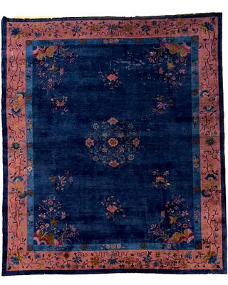 Rug, China, slight signs of wear, cleaned, many repaired spots in one corner of the main field 