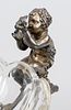 Large centerpiece with putti, 19th century, silver-plated metal with glass bowl. Fully sculpted Image - 1