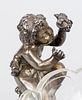 Large centerpiece with putti, 19th century, silver-plated metal with glass bowl. Fully sculpted Image - 2