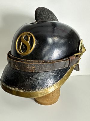 Antique Works Fire Brigade Helmet Saxony – Emblem "S" – Dresden Manufacturer – Size 56. rare 