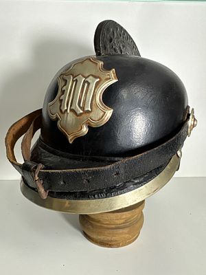 Antique Fire Helmet (Leather/Brass) – (Zwickau Region) – circa 1900 Saxony. Historical Fire 