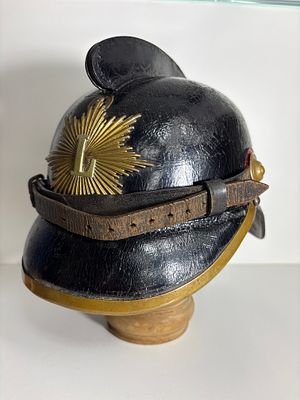 Saxon Fire Helmet – Leather Helmet L&ouml;bau Fire Department C.A Sch&ouml;ne circa 1900. Historical Fire 