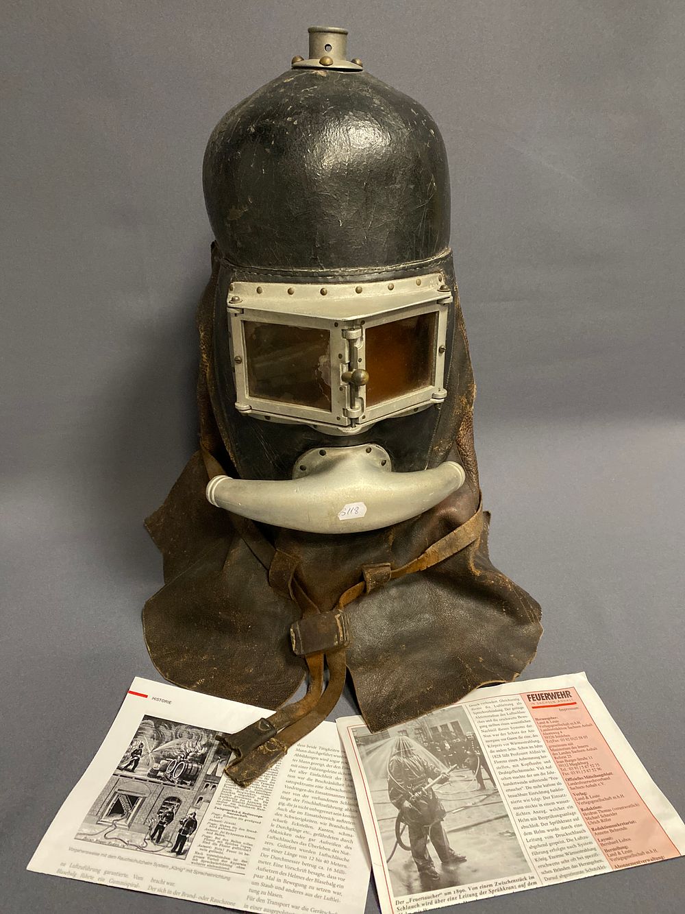 The K&ouml;nig Smoke Helmet 1870 
Rarity: Original "K&ouml;nig Smoke Helmet" – Early Respiratory 