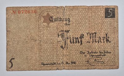 שטר 5 מארק - גטו לודז', 1940