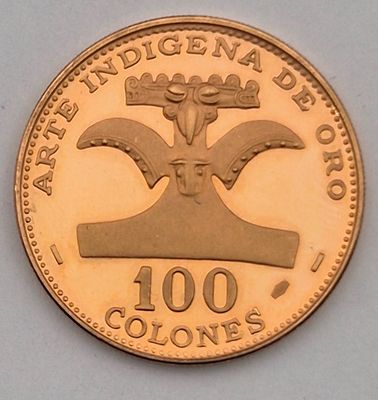קוסטה ריקה מטבע זהב 100 COLONES משנת 1970. עמלה 10% 
משקל 14.9 גרם 
זהב 0.900