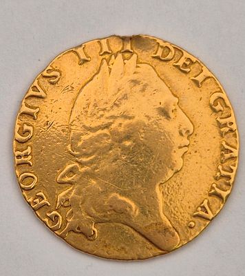 אנגליה מטבע זהב Gold Guinea גינאה משנת 1794 עמלה 10%. משקל 8.27 גרם 
זהב 0.917 נבדק עם סיגמה 