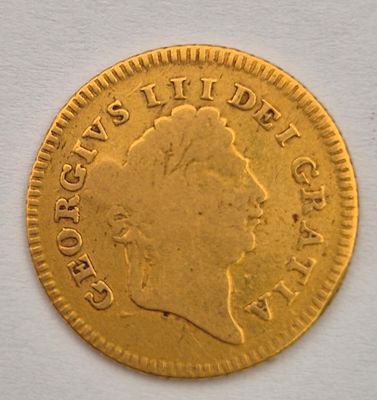 מטבע זהב בריטניה 1.3 גינאה משנת 1803
עמלה 10%. משקל 2.72 גרם 
זהב 0.917