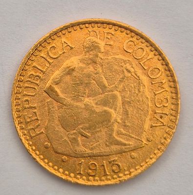 קולומביה מטבע זהב 5 פסו 1913. משקל 7.98 גרם זהב 916
מטבעות זהב עמלה 10%
