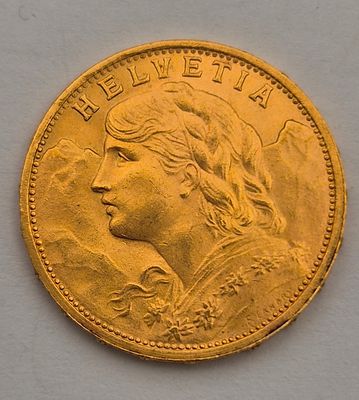 שוויץ מטבע זהב 20 פרנק משנת 1897. משקל 6.45 גרם 
זהב 0.900 
עמלה 10%