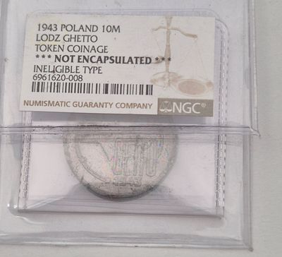גטו לודז' מטבע 10 מארק נשלח לNGC וקבל INELIGIBLE TYPE