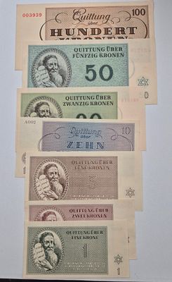 סט 7 שטרות צ'כוסלובקיה - 1943 - מחנה ריכוז טרזיינשטט
AU-UNC