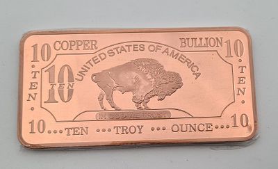 מטיל נחושת 10 אונקיות בופאלו ארצות הברית משקל 317 גרם