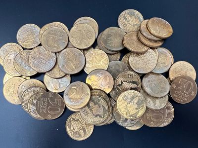 60 מטבעות 50 שקלים עם דיוקן של בן גוריון מצב חדש