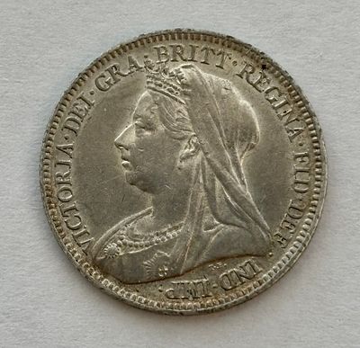 מטבע כסף בריטי שש פני משנת 1901 במצב מצוין (UK sixpence 1901)