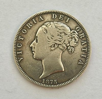 מטבע כסף בריטי חצי כתר משנת 1875 (UK half crown 1875)