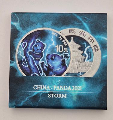 מטבע כסף סין צבעוני באריזה מקורית. 30 גרם -0.999 כסף