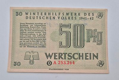 Winterhilfswerk פנינג 50 שטר תרומה לגרמניה נאצית 1941-1942