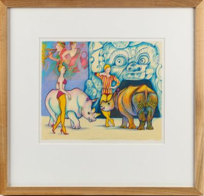 Christine McGinnis (American, 1937-2019) Two Rhinos. Title: Two Rhinos Subject: Figures Type: 
