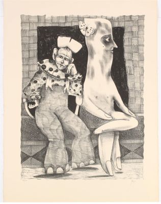 Peter Paone (American, B. 1936) Clown. Title: Untitled (clown) Subject: Figures Type: Lithograph 