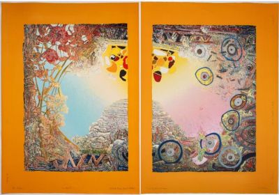 Roland Poska (American, 1938-2017) Two Lithographs. Title: The Great Human Race / Yellow 