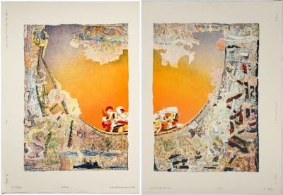 Roland Poska (American, 1938-2017) Two Lithographs. Title: The Great Human Race / White Subject: 