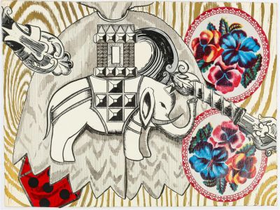Cassandra Lozano (American, B. 1959) Stampede. Title: Stampede Subject: Punk Type: Mixed media 