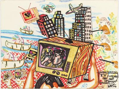 Mason Rader (American, B. 1961) TV Marches On and On. Title: TV Marches On and On Subject: 