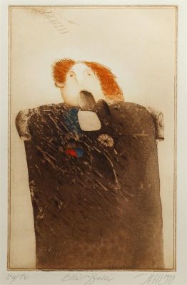 Karl Ludwig Mordstein (German, B. 1937) Etching. Title: Elli Pyrelli Subject: Figure Type: Color 