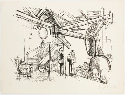 Ronald Searle (British, 1920-2011) Ski Lodge. Title: Untitled Subject: Figures Type: Lithograph 