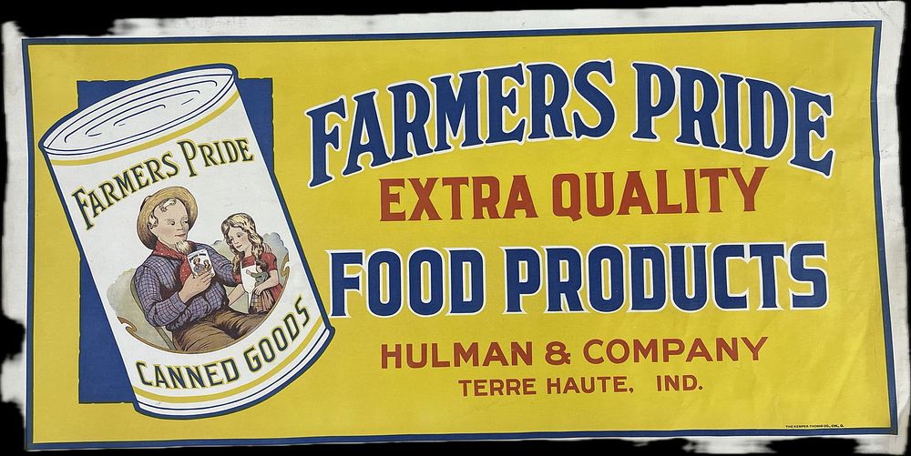 Lot 166: 1930s Farmers Pride Advertising Food Banner Terre Haute