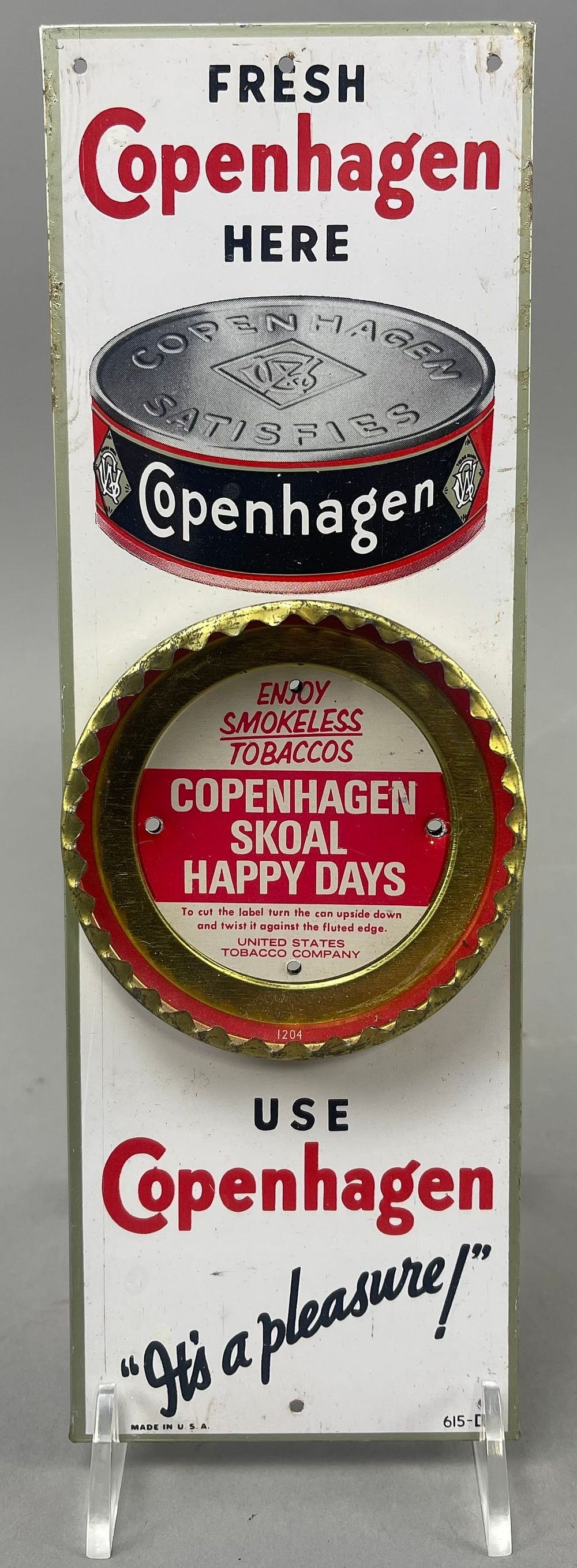 Lot 170: Original 1950s Copenhagen Tobacco Can Label Cutter