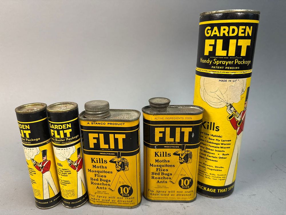 Lot 180: 5 Flit Household Moth Bug Killer Spray Oil Can Lot