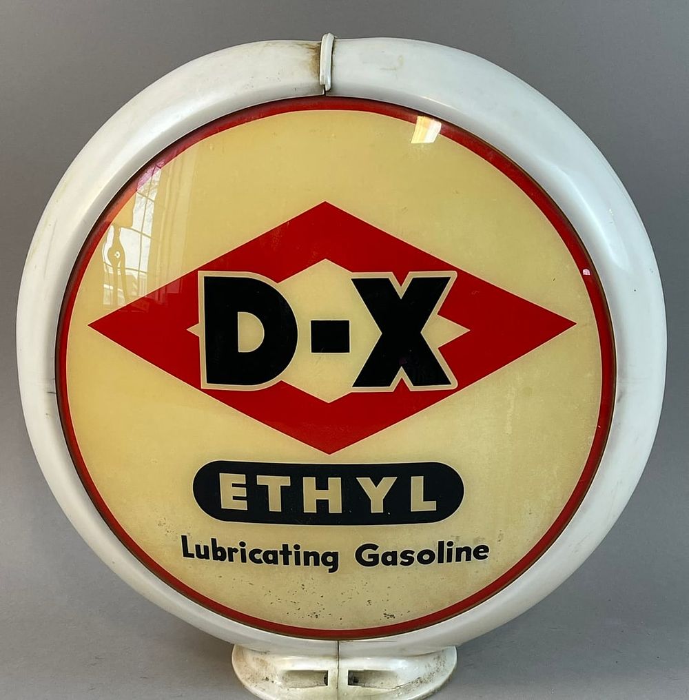 Lot 211: Original D-X Ethyl Gas Station Pump Glass Globe