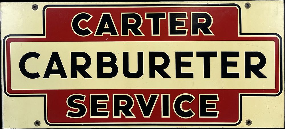 Lot 212: 1930s Carter Carbureter Service Painted DSM Sign